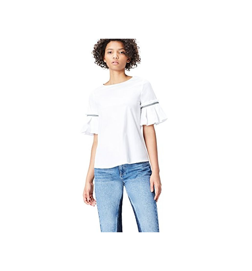 Marca Amazon - find. Blusa Mujer, Blanco