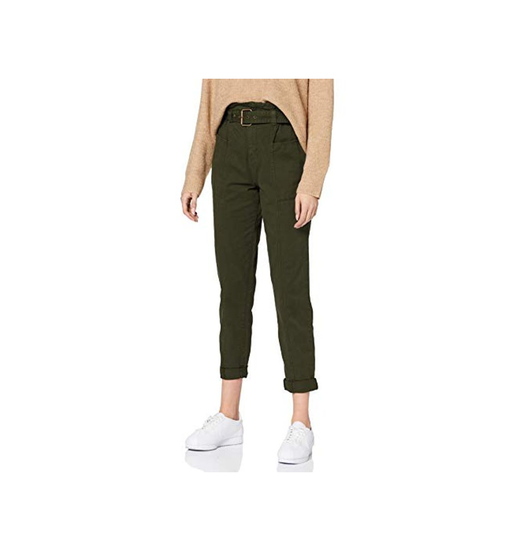 New Look Elsa Paperbag Trouser s14 Pantalones, Negro
