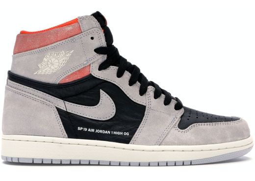 Jordan 1 Retro High Neutral Grey Hyper Crimson - 555088-018