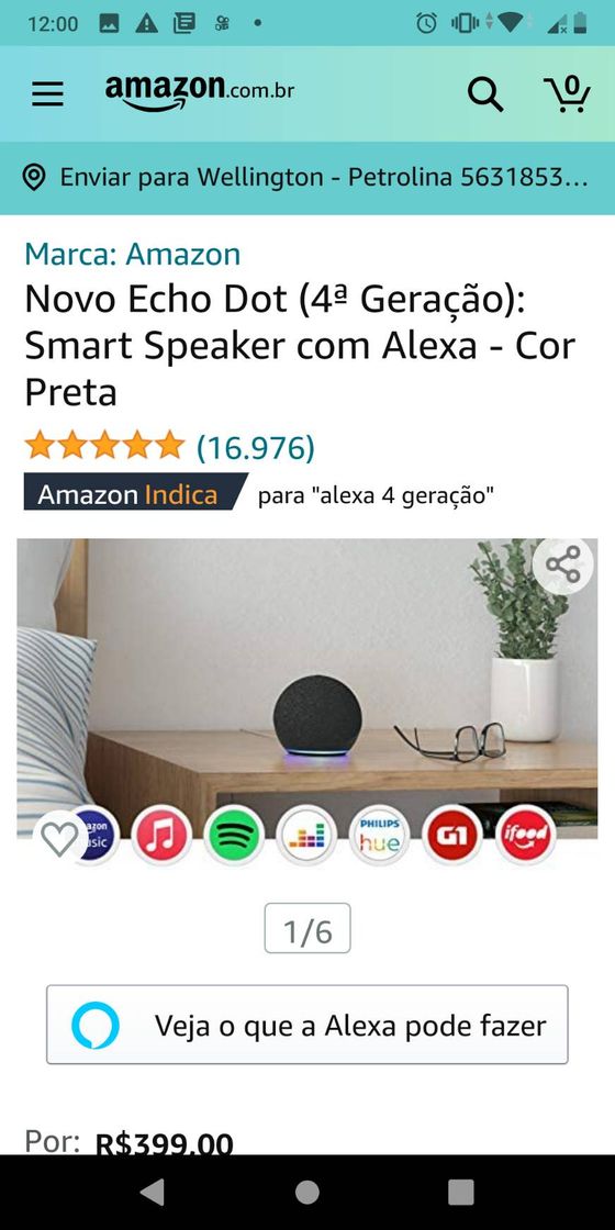 Moda Alexa novo Echo dot 4a geração .