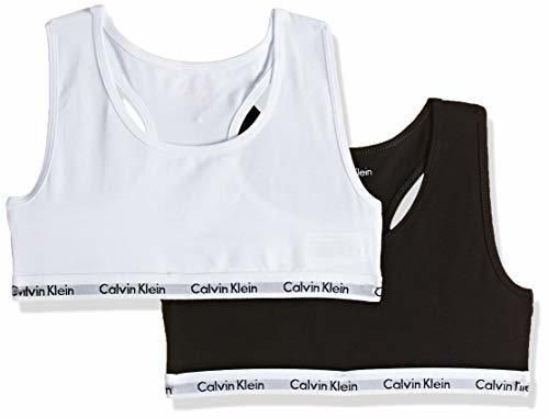 Calvin Klein 2pk Bralette Sujetador, White/Black 908, 152-164