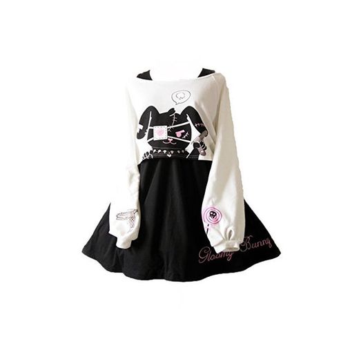 Kawaii Conejo Vestido Estampado 2 Piezas para niñas 2018 nuevos Vestidos