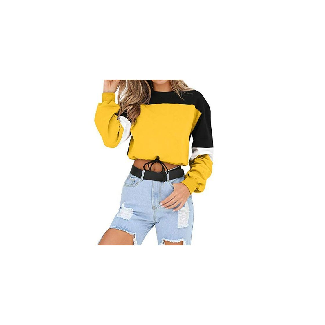 Social Overdose Sudadera para Mujer De Manga Larga Empalme Color Moda Sudadera Pullover