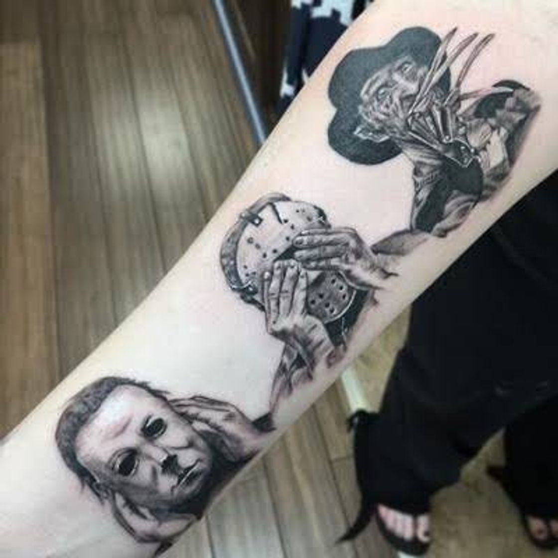 Fashion Tatuagem criativa Michael Myers, Jason e Freddy Krueger.