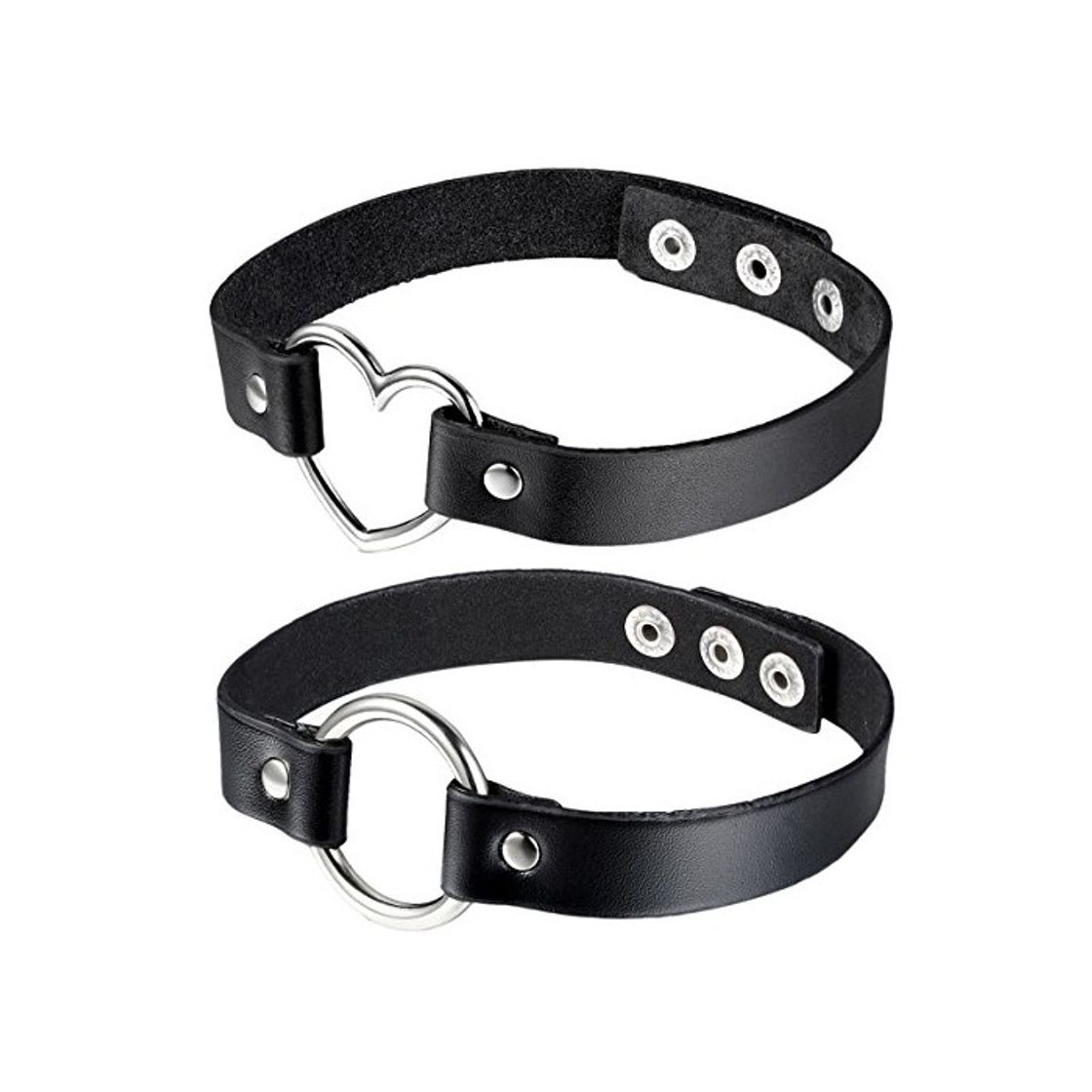 Social Choker Gargantilla Piel Juego de 2 Pcs Estilo Punk Rock Collar Cuero