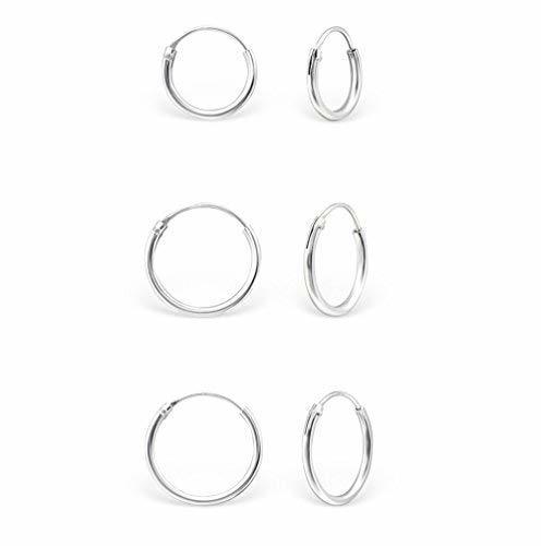 Moda DTP Silver - Conjunto de 3 pares de Pendientes de Aro -