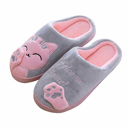 Product OHQ Zapatillas De Estar por Casa Mujer Invierno Dibujos Animados Gato Antideslizante