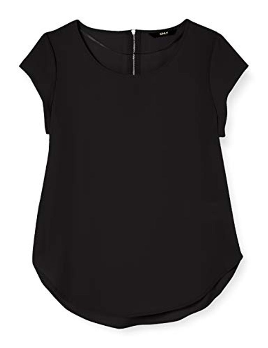 Fashion Only Onlvic S/s Solid Top Noos Wvn Camiseta, Negro