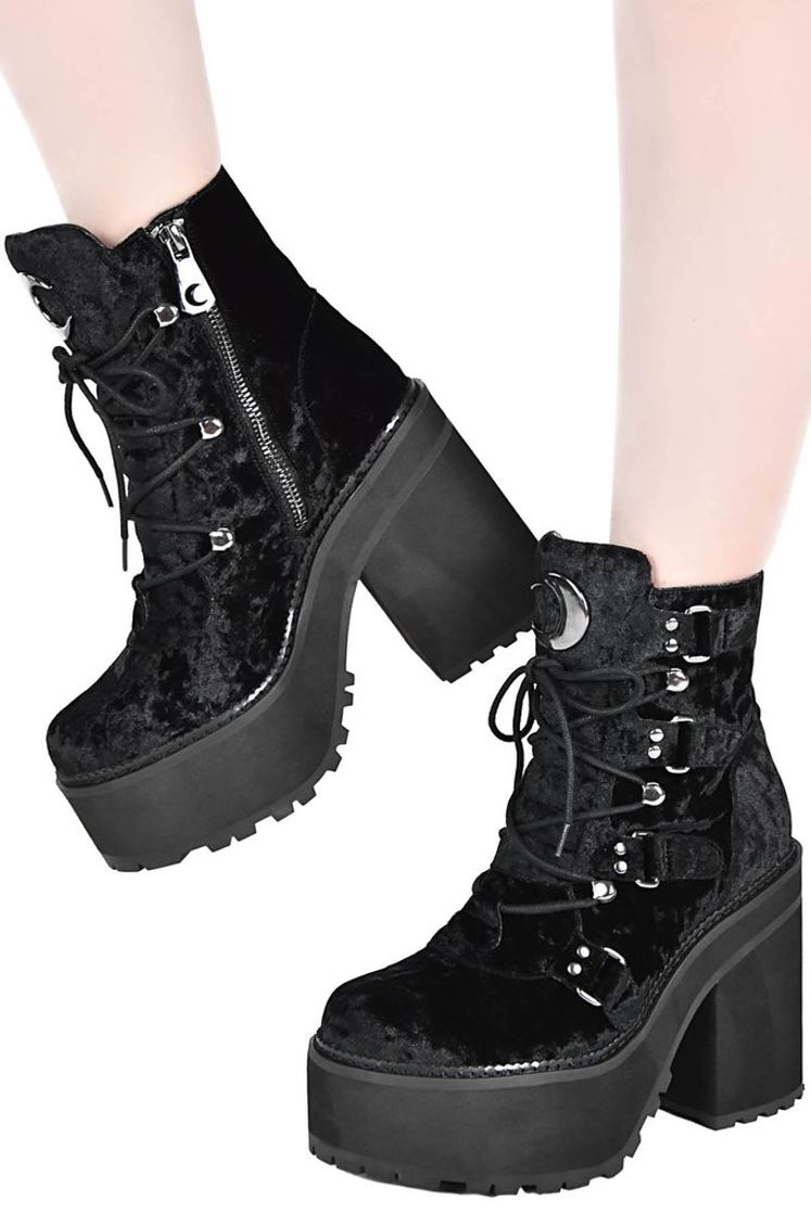 Fashion Broom Rider Boots [VELVET] - Shop Now - www.KILLSTAR.com