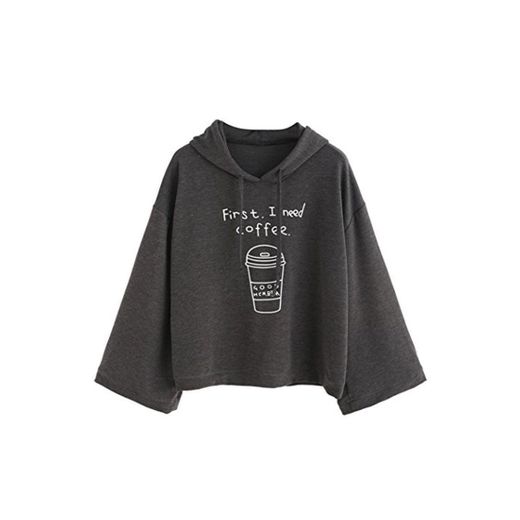 K-youth Mujer Sudaderas Cortas, Letras Mujer Sudaderas con Capucha Manga Larga Sudaderas