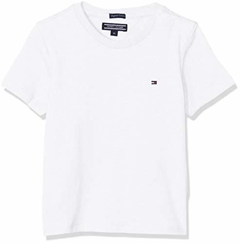 Tommy Hilfiger T Camiseta Básica de Manga Corta, Blanco