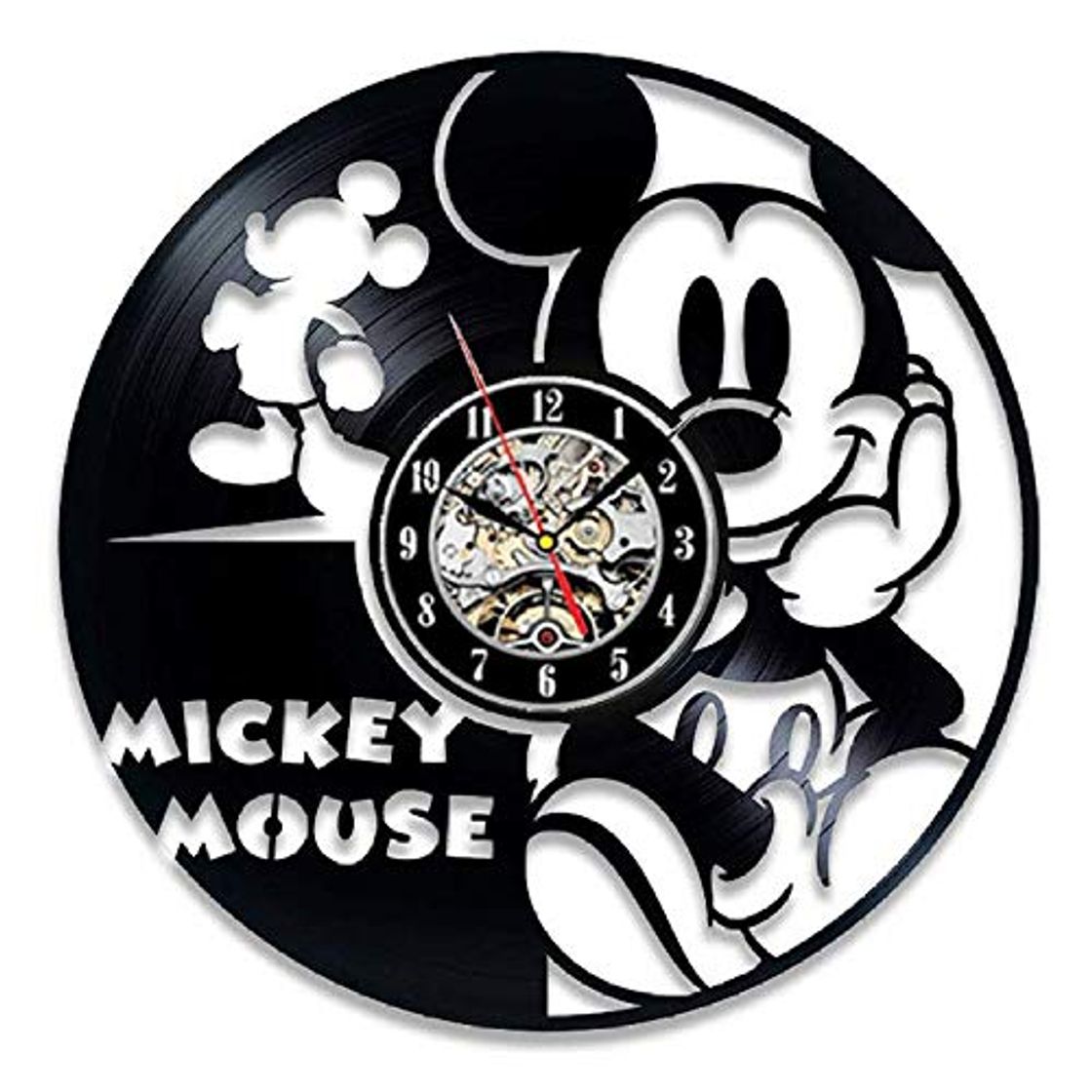 Producto GVC Cute Mouse Vinyl Record Reloj de Pared Diseño Moderno Dibujos Animados 3D Pegatinas Decorativo Habitación para niños Reloj de Vinilo Reloj de Pared Decoración para el hogar