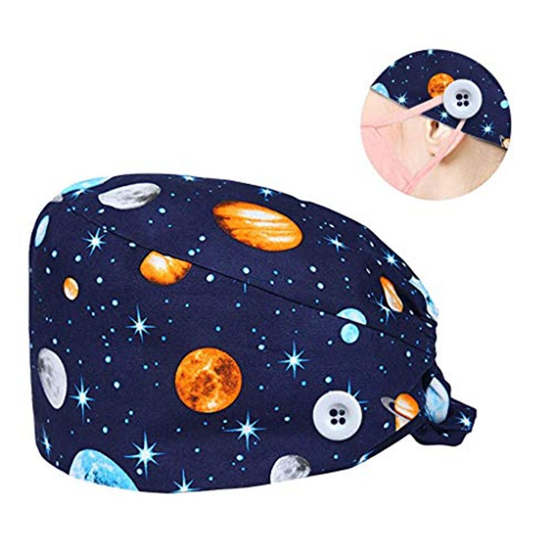 Product riou Gorro Quirúrgico Flor Corbata Algodón Gorro de Cirugía Estampado Gorro Médico Enfermera Gorro de Quirófano Ajustable Gorro de Trabajo