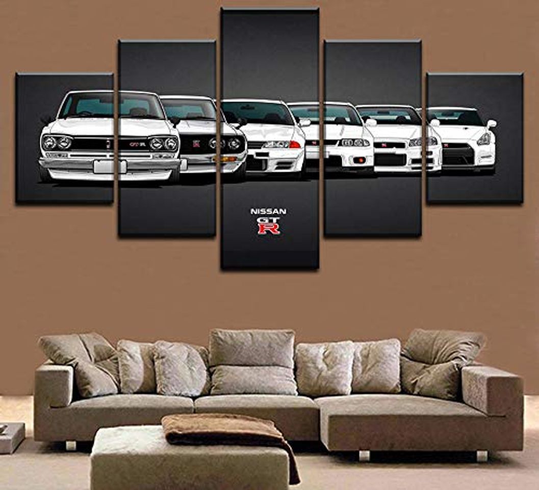 Products 5 Panel Wall Art Canvas Modular Picture HD Nisha Skyline GTR Car