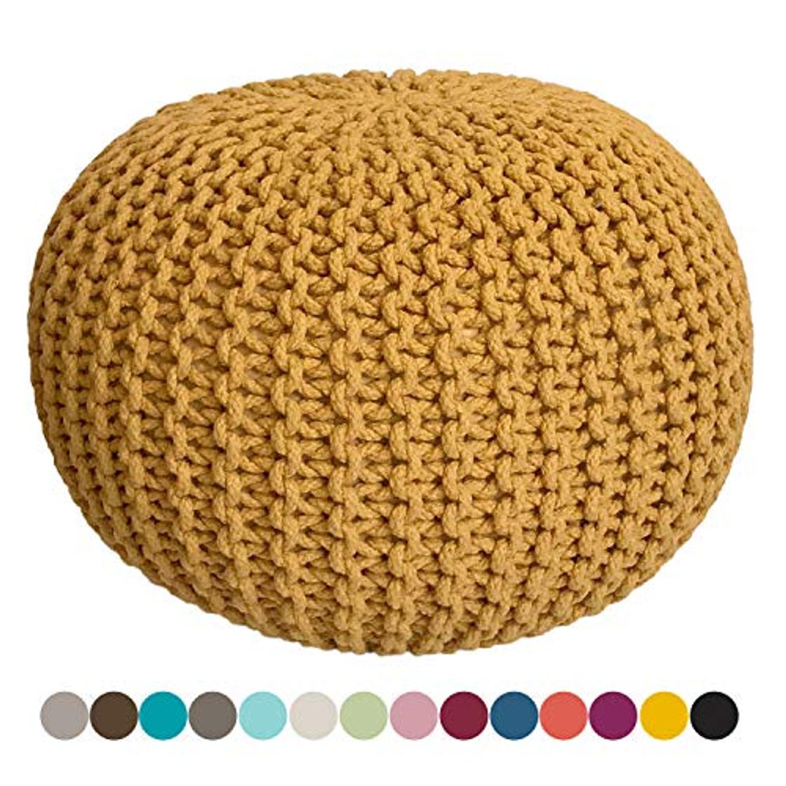 Products Taburete Knitting Pouf Pouffe Pouf óptica Grobstrick Ø 55 cm de Altura 37 cm Extra de Alta Color Amarillo limón