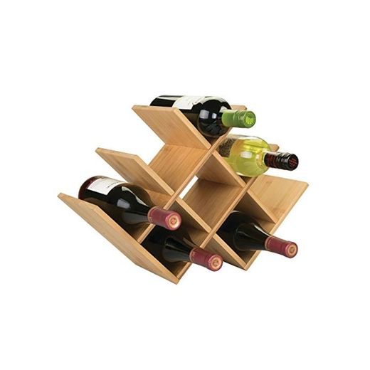 mDesign Estante para Botellas de Vino – Botelleros de Madera para Vino u Otras Bebidas – Vinoteca de Madera para 8 Botellas – Color Natural