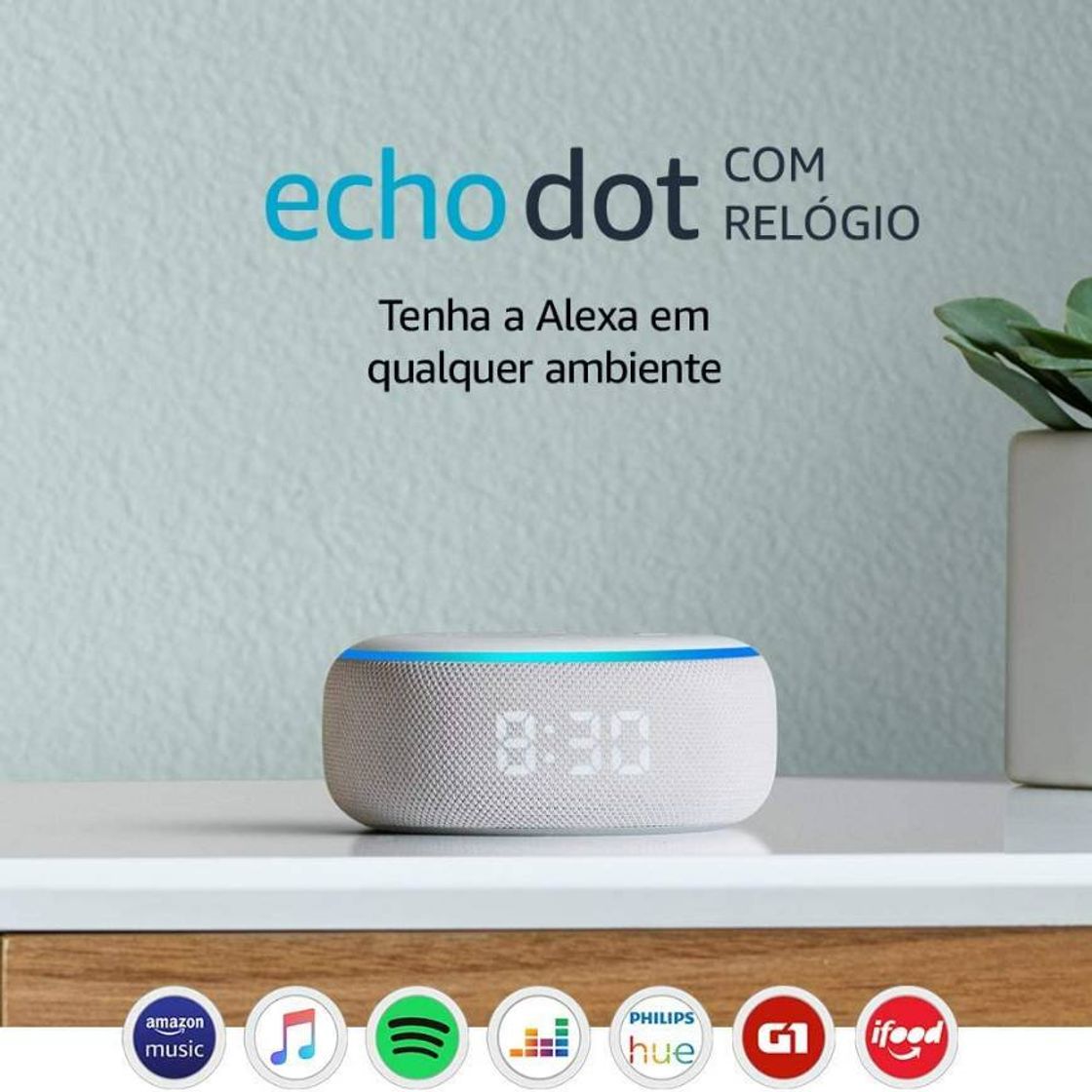 Product Echo Dot com relógio