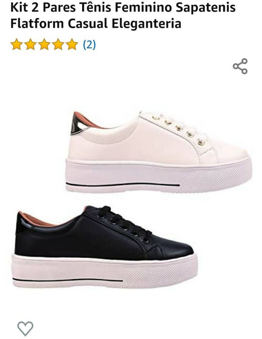 Moda Kit 2 Pares Tênis Feminino Sapatenis Flatform Casual Elegant