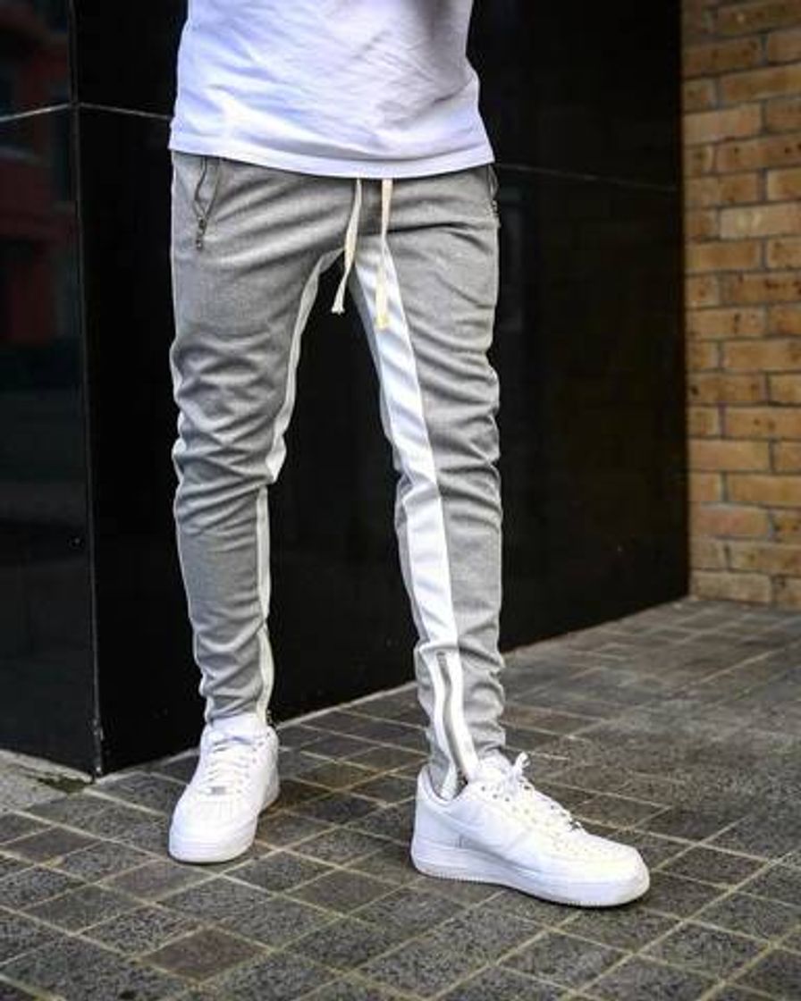 Fashion Calça Moletom Masculina Listrada