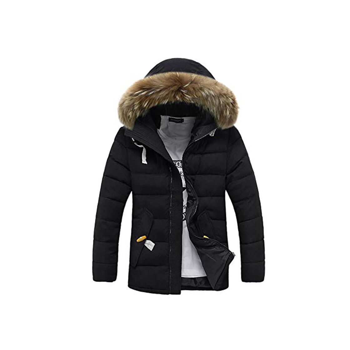 Social BaZhaHei Hombre Invierno Cazadoras De Plumas Calor Grueso Manga Larga Encapuchado Chaquetas Acolchado Hombre Inverno Chaqueta Acolchada con Capucha De Pelo Espesar Cálido para hoombre