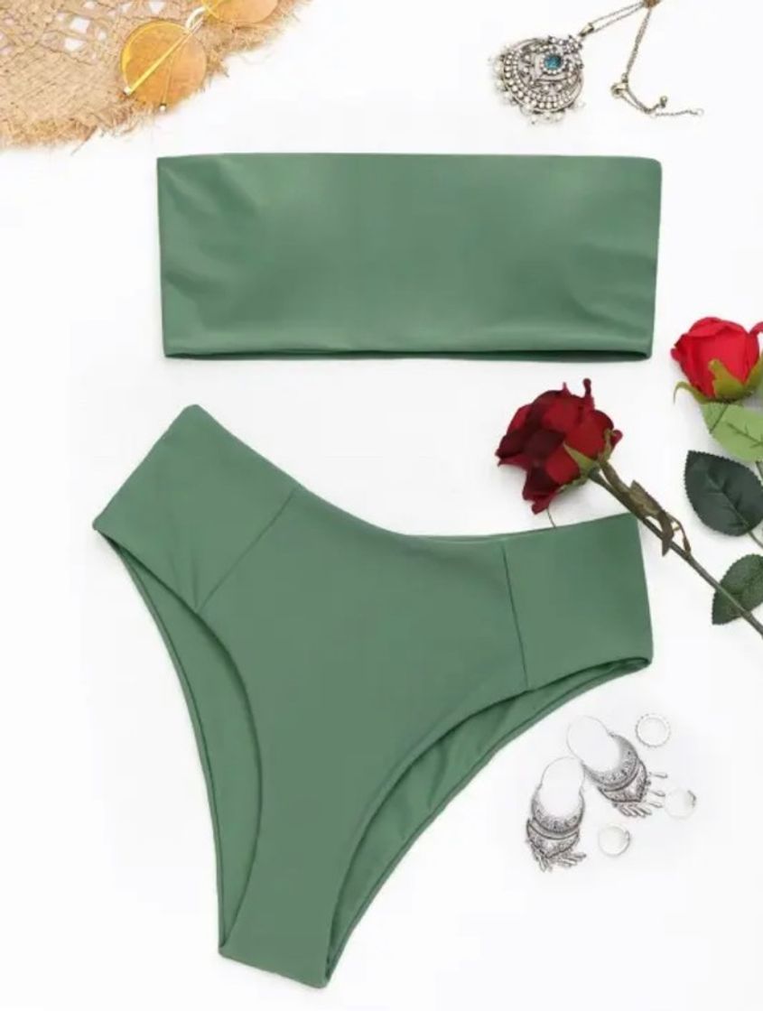 Moda Biquíni verde tropa