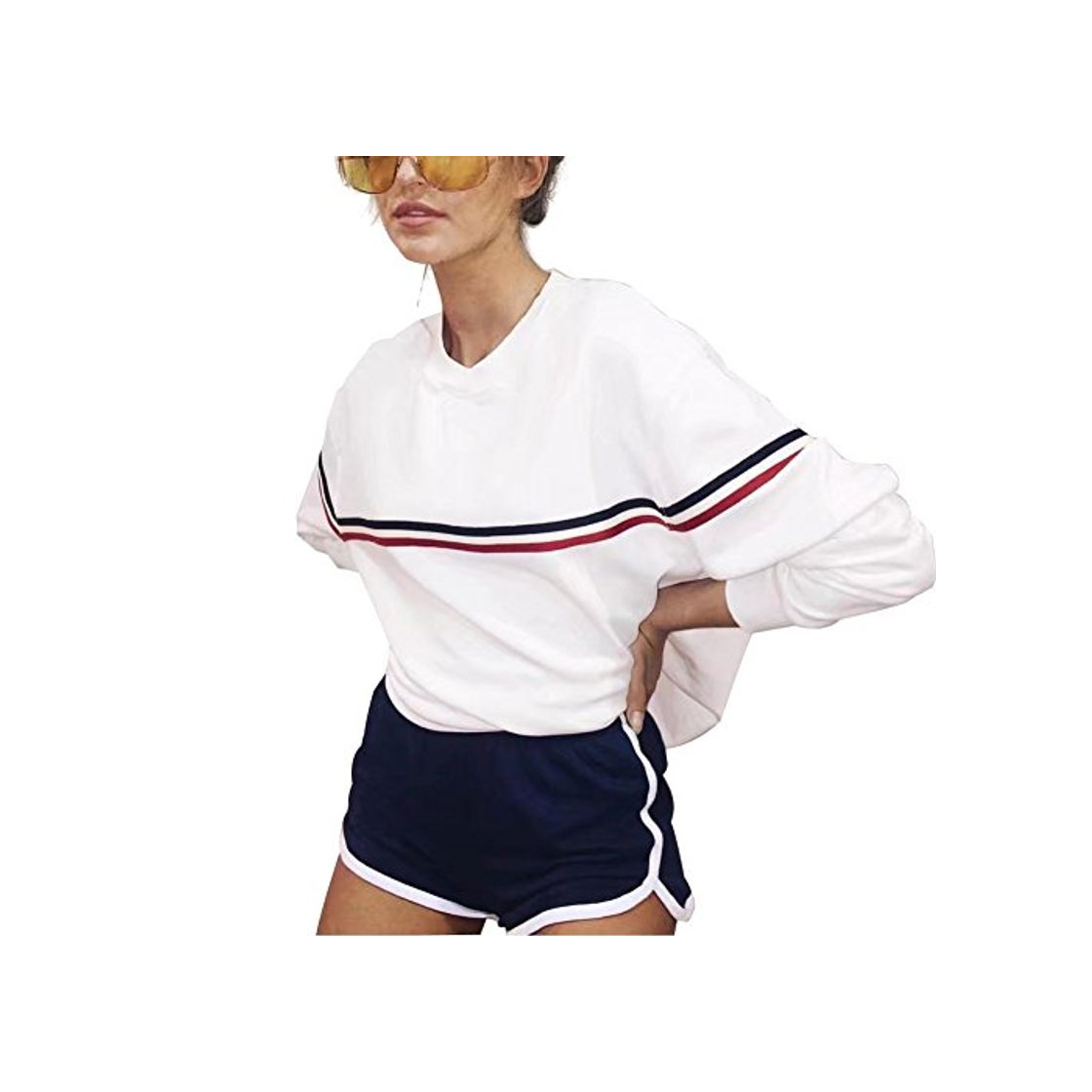 Social Blanco Rosa Sudaderas Mujer Largas Tumblr Invierno Raya Basicas Moda Sweatshirt Suéter
