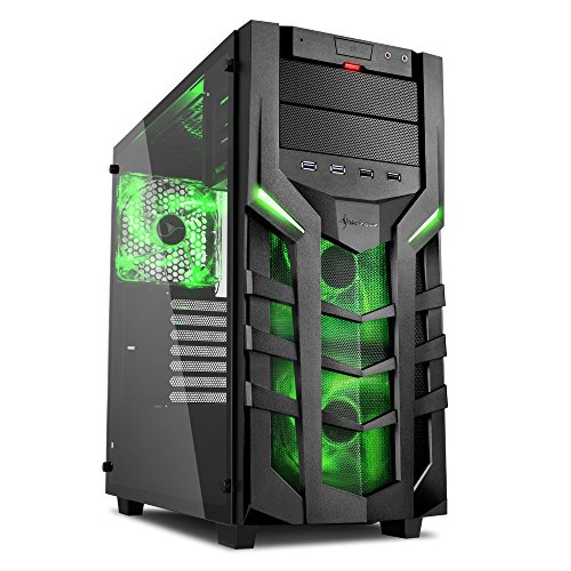 Social Sharkoon DG7000-G – Caja de Ordenador, PC Gaming, Semitorre ATX, Negro