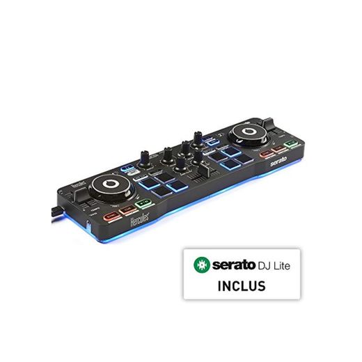 Hercules DJControl Starlight - Controlador de DJ USB portátil 2 Pistas con