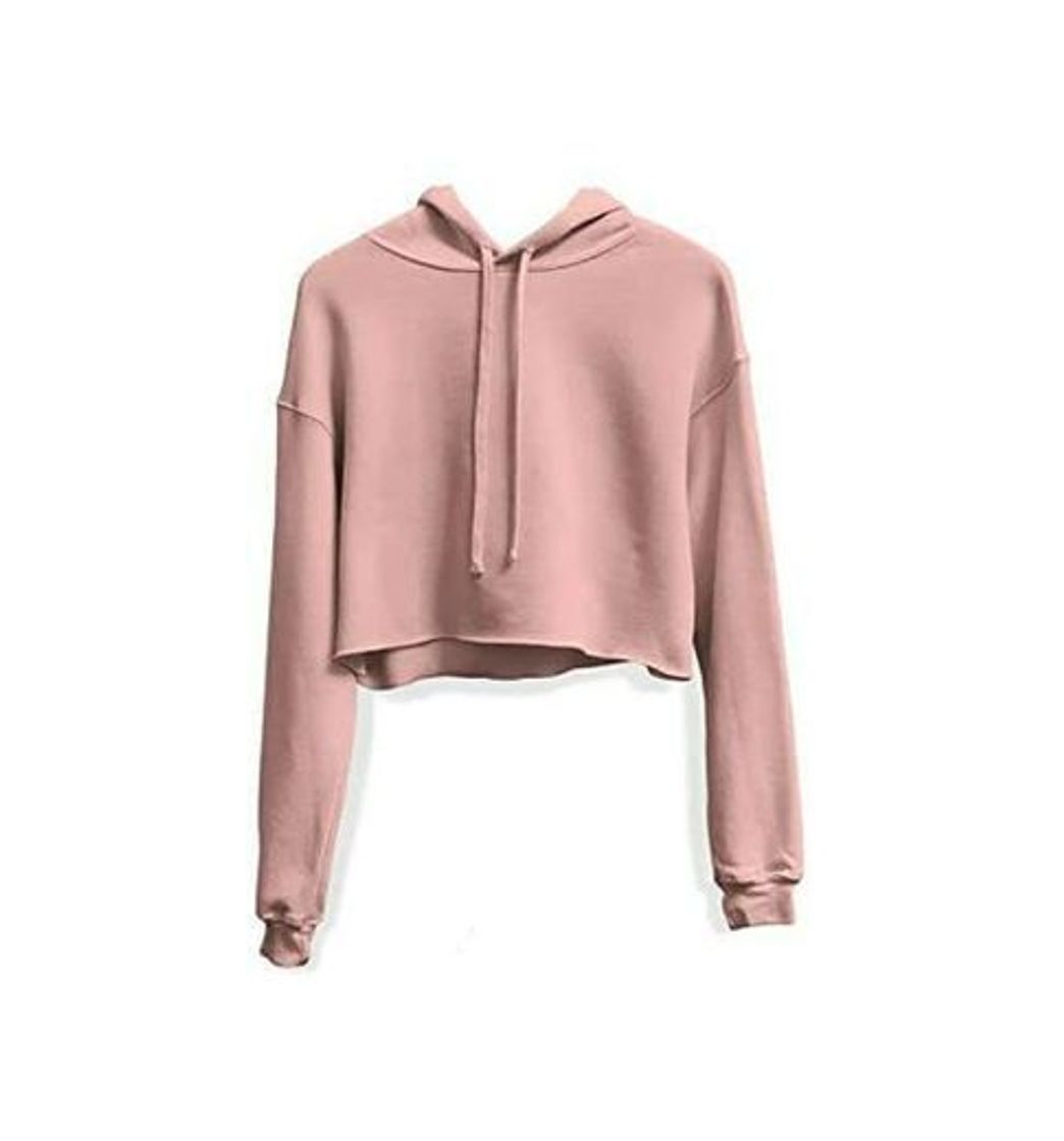 Social Moletom Feminino Blusa Cropped Liso Com Capuz

