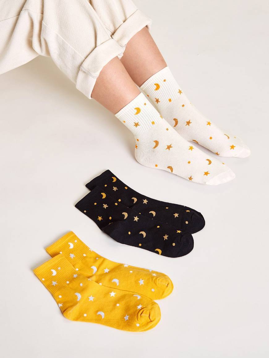 Productos 3pairs Stor & Moon Pattern Socks