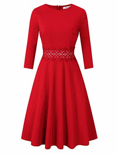 Social KOJOOIN Vestido Vintage para Mujer Vestido de cóctel Cuello Redondo sin Mangas