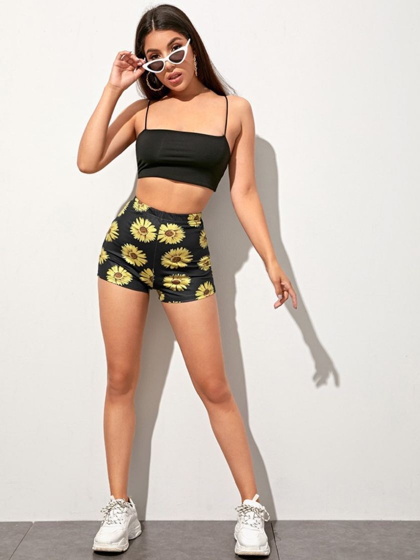 Moda Short con estampado de girasoles 🌻 