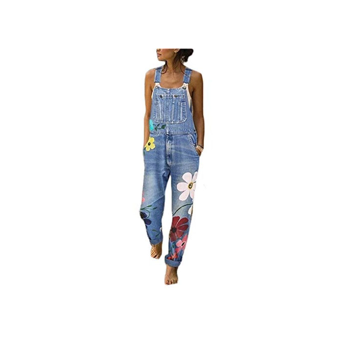 Products Hotexy Peto Vaquero para Mujer Mono Sin Mangas Vaquero con Estampado de Moda con Bolsillo Vaqueros Largos Casual pantalón Denim Largo Slim Salvajes Jeans de Mezclilla harén con Bolsillo Babero