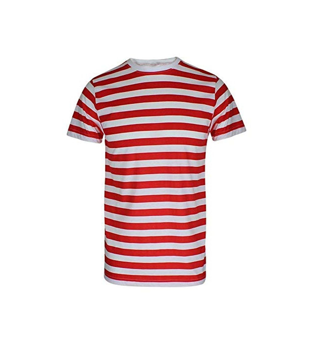 Producto Camiseta de rayas para hombre, color rojo y negro y azul y