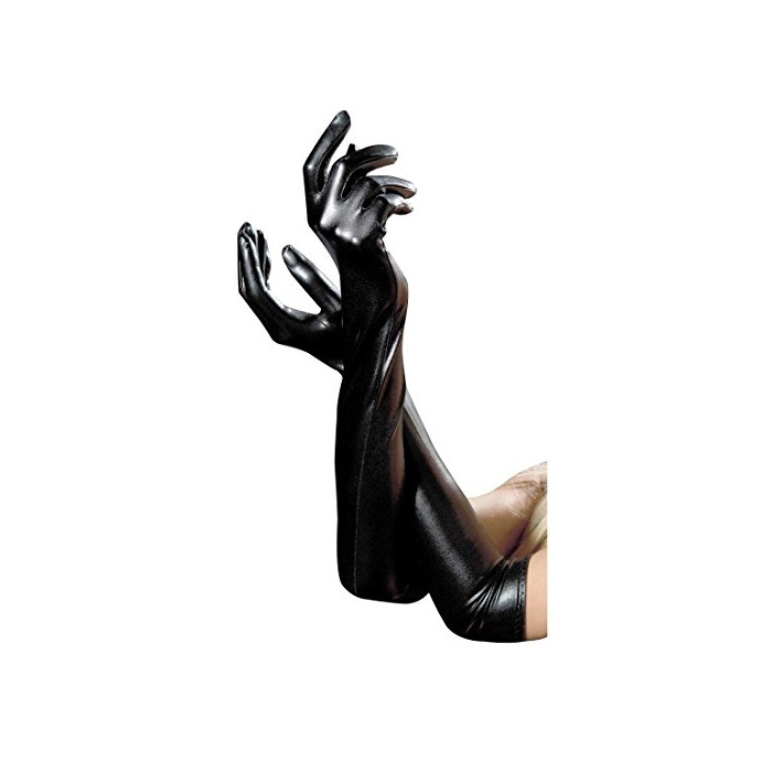 Social Affe Guantes largos de cuero negro para mujer de lujo Guantes largos