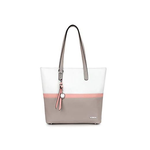 Pomelo Best Bolsos de Mujer,Bolso Señora Tote,Bolso Bandolera Rayas,Bolso Shopper,PU Piel Bolso