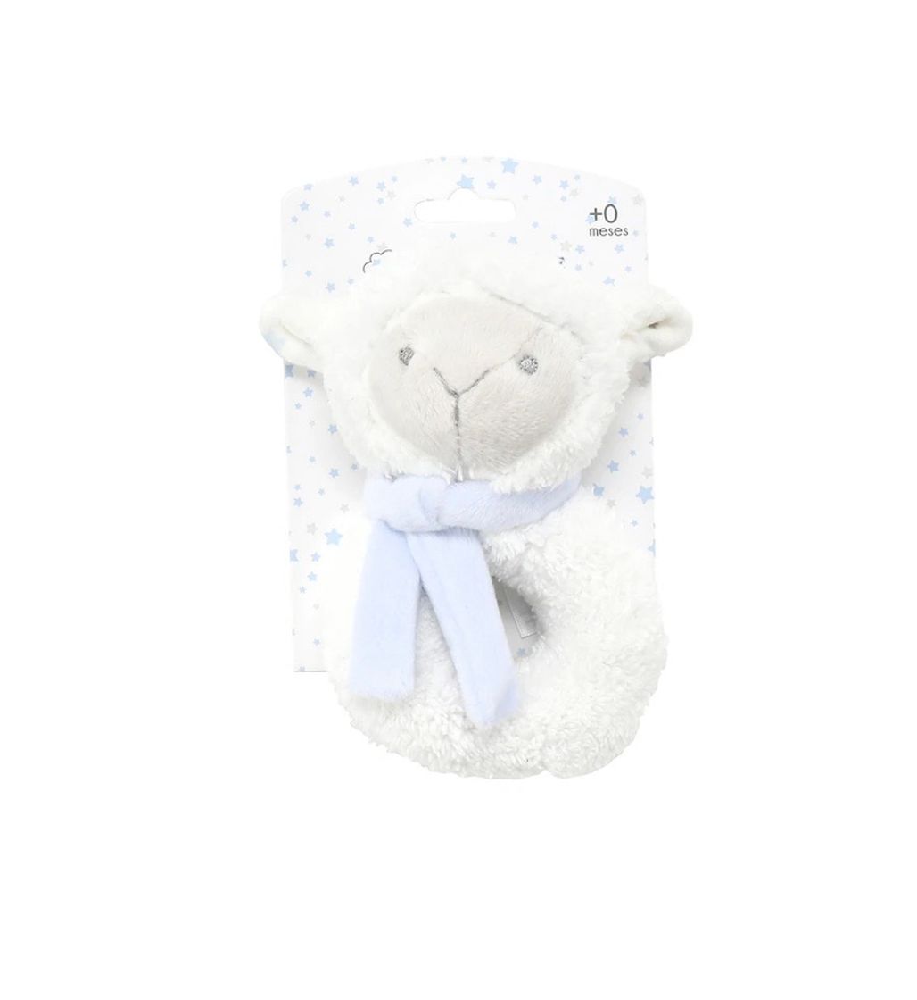 Social Sonajero Cotton Juice Baby Home Oveja Rattle Azul.