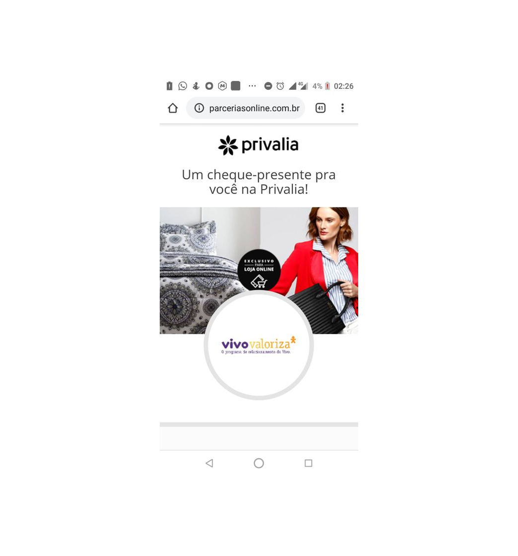 Product Privalia com R$100 de descontos em compras acima de R$200