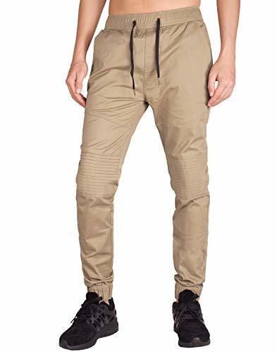 ITALY MORN Pantalones Jogger Chinos Plisadoel Trabajo Algodón para Hombre L Caqui