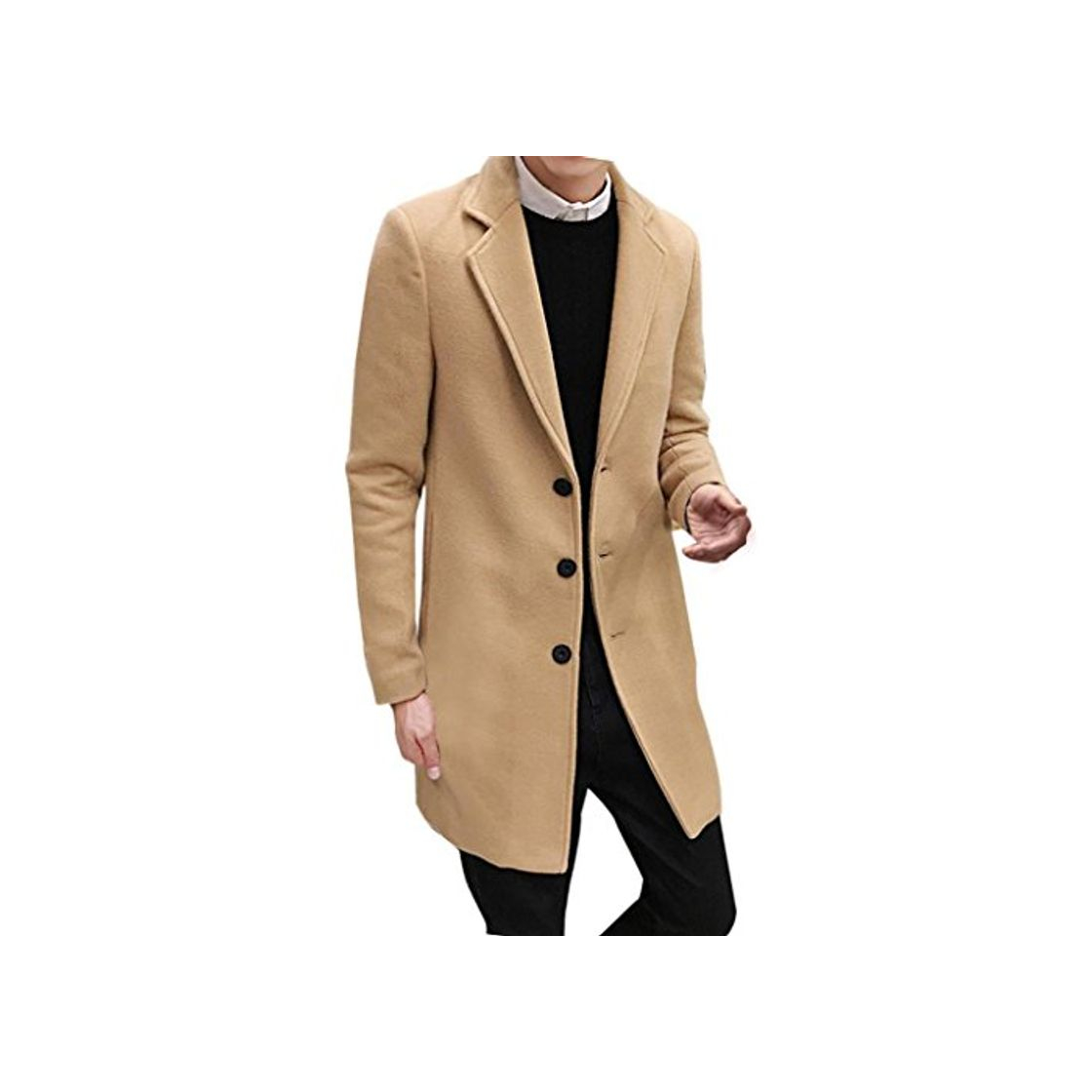 Social OverDose Abrigos Hombre Invierno Sobretodo Formal de Solo Pecho Mezcla de