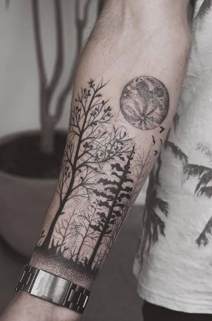 Fashion TATTOO FOREST AND MOON