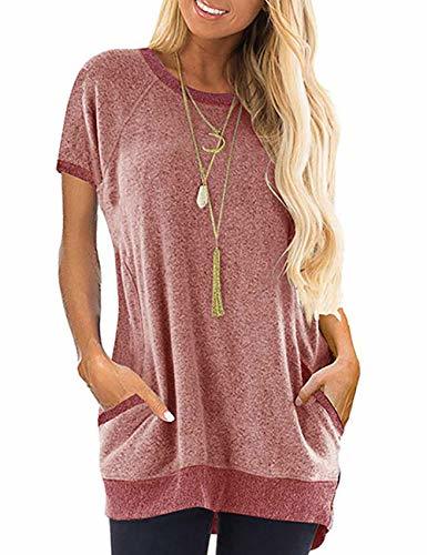 Products MUCOO Camiseta Informal de Manga Corta con Cuello Redondo para Mujer Tops