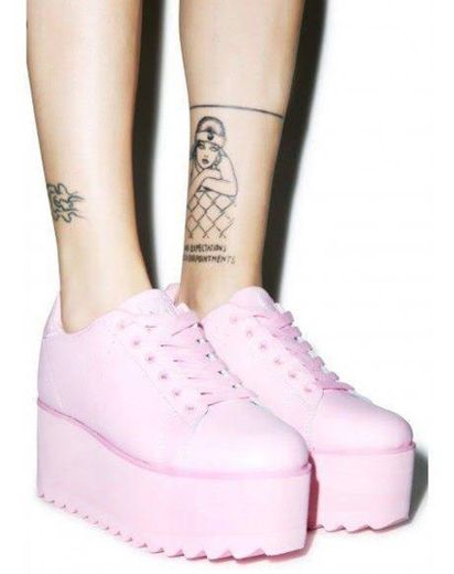 botas con plataforma rosa