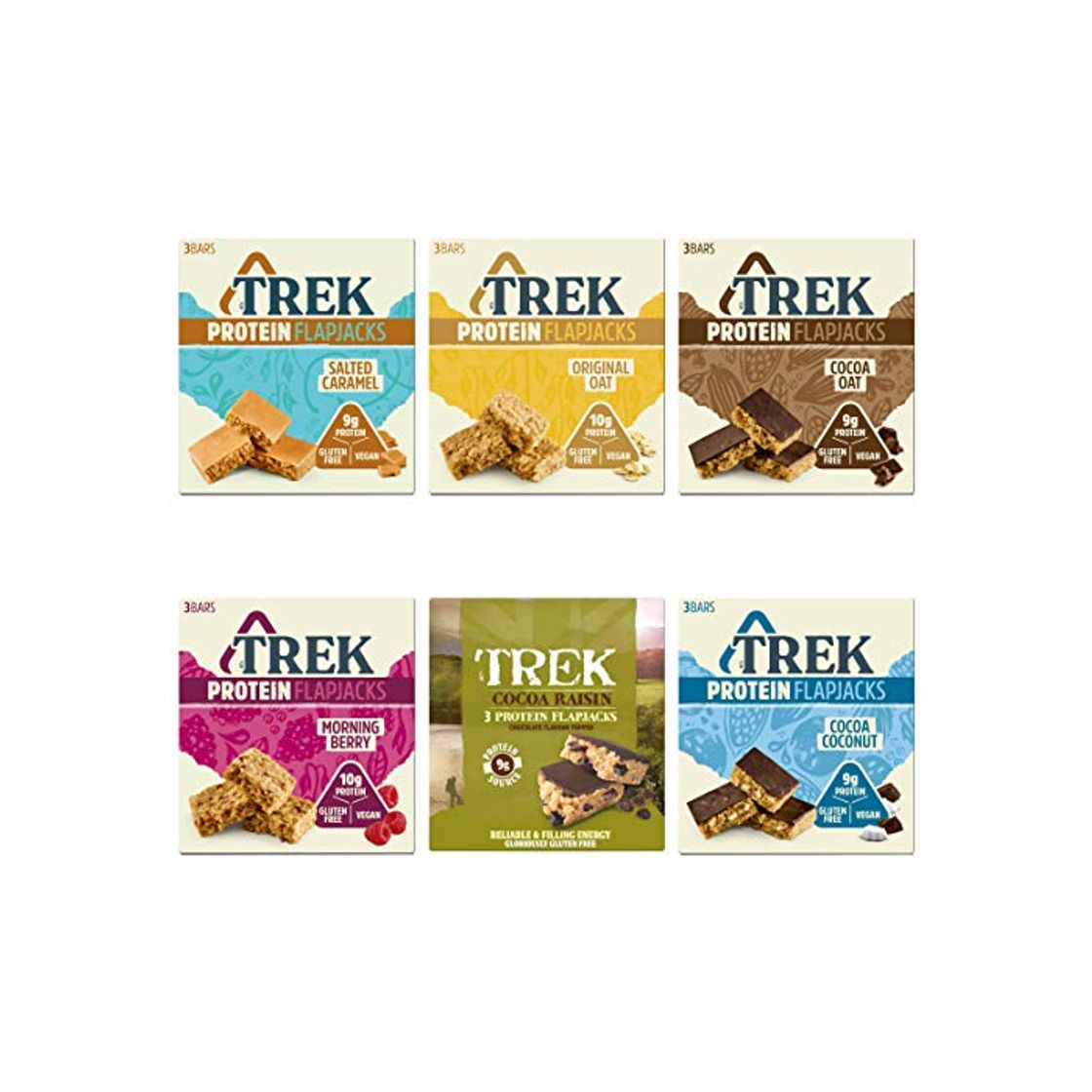 Productos Trek Protein Flapjacks Range Mixed Case 18 Bars *Vegan