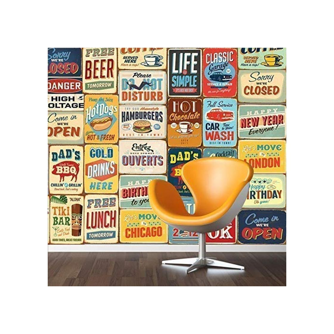 Product Walplus 152x161 cm Adhesivos de Pared "Vintage Letrero Metal Collage" 1 Paquete