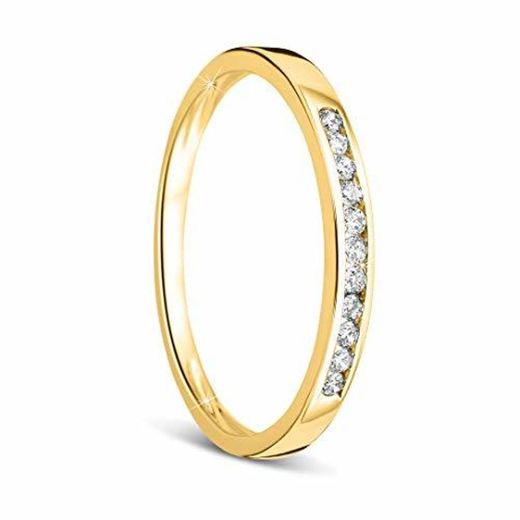 Orovi anillo de mujer compromiso/aniversario 0.10 Quilates diamantes en oro amarillo 9