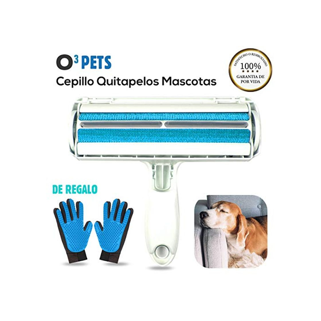 Producto O³ PETS Quitapelos Y Rodillos para Mascotas con Guante De Limpieza