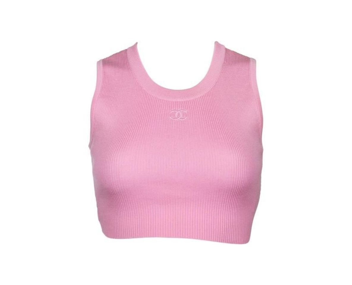 Products Chanel Pink Ribbed Logo Crop Top