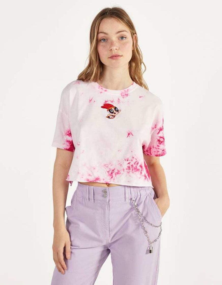 Fashion T-shirt com tie-dye As Powerpuff Girls x Bershka

