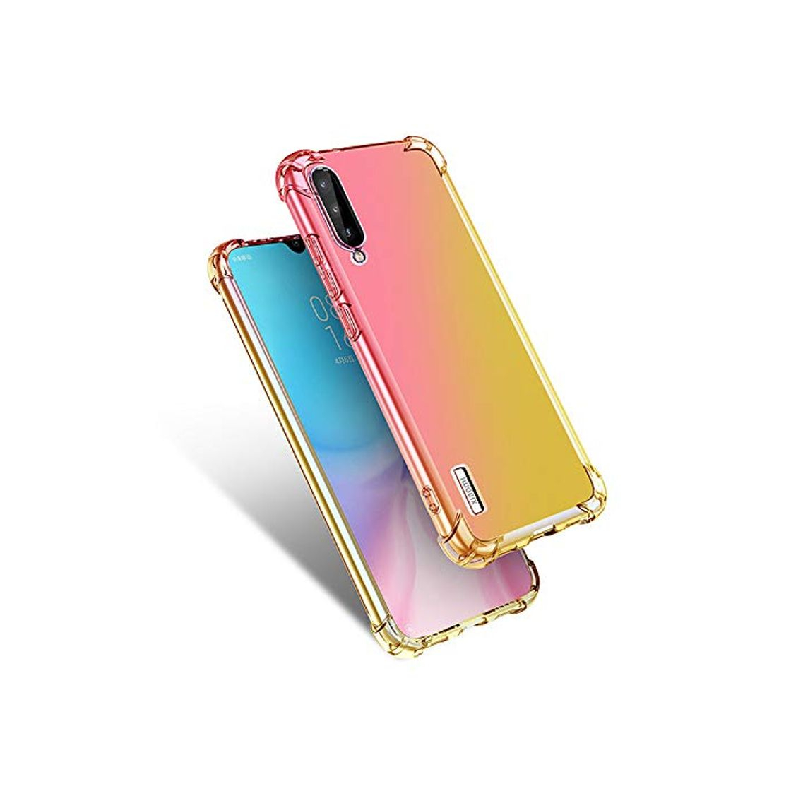 Producto SEEYA Funda para Xiaomi Mi A3 Carcasa Transparente Gradiente Rosado Amarilla Silicona